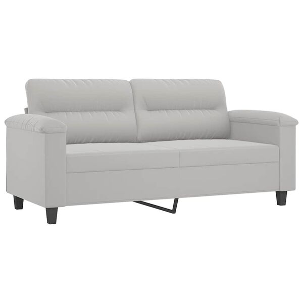 vidaXL 2-osobowa sofa z poduszkami, jasnoszara, 140 cm, mikrofibra