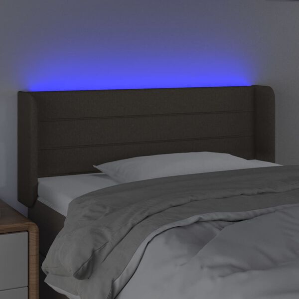vidaXL Zagł&oacute;wek do ł&oacute;żka z LED, taupe, 83x16x78/88 cm, tkanina