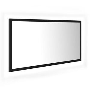 vidaXL Lustro łazienkowe z LED, czarne, 90x8,5x37 cm, akryl
