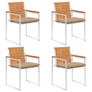 vidaXL Krzesła ogrodowe z poduszkami, 4 szt., lite drewno akacjowe