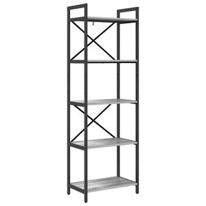 vidaXL P&oacute;łka na książki 5 poziom&oacute;w 56 x 34 x 171 cm Szary Sonoma