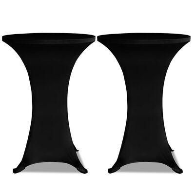 vidaXL Obrus na stół barowy Ø 60 cm, czarny, elastyczny, 2 szt.