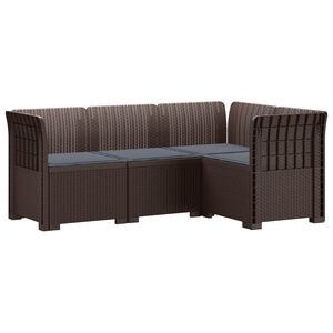 vidaXL Ogr&oacute;d Sofa 4-osobowa z poduszkami Wygląd Rattanu PP brązowy