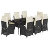 vidaXL 9-cz. zestaw mebli ogrodowych z poduszkami, czarny, rattan PE