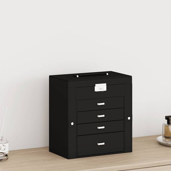 vidaXL Pudełko na biżuterię 5-warstwowe z lustrem zamykane na klucz