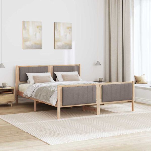 vidaXL Rama ł&oacute;żka Brązowy i taupe 160 x 200 cm Lite drewno sosnowe