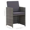 vidaXL 17-cz. zestaw mebli ogrodowych z poduszkami, rattan PE, szary