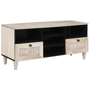 vidaXL Szafka pod telewizor z p&oacute;łką Biały wybielany 100 x 33 x 46 cm
