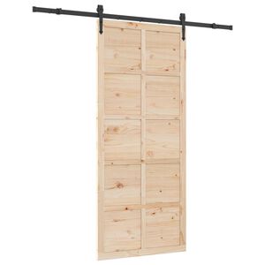 vidaXL Drzwi przesuwne naturalny 80 x 208 cm Lite drewno sosnowe