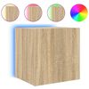 vidaXL Ścienna szafka TV z LED, dąb sonoma, 40,5x35x40 cm