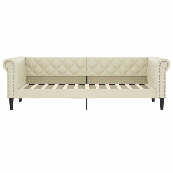 vidaXL Sofa z funkcją spania, kremowa, 90x200 cm, sztuczna sk&oacute;ra