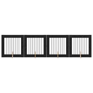 vidaXL Bramka dla ps&oacute;w z podp&oacute;rkami 4 pcs Czarny dąb 80 x 80 cm