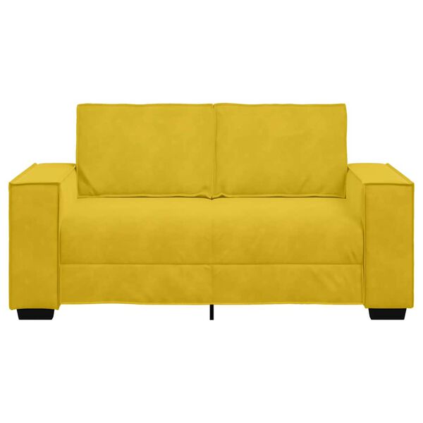vidaXL Sofa 2-osobowa, żółta, 120 cm, tapicerowana aksamitem