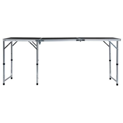 vidaXL Składany stolik turystyczny, szary, aluminiowy, 180 x 60 cm