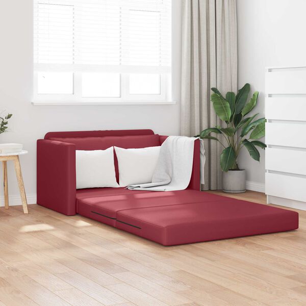 vidaXL Sofa Bed 110cm Czerwone wino Sztuczna sk&oacute;ra