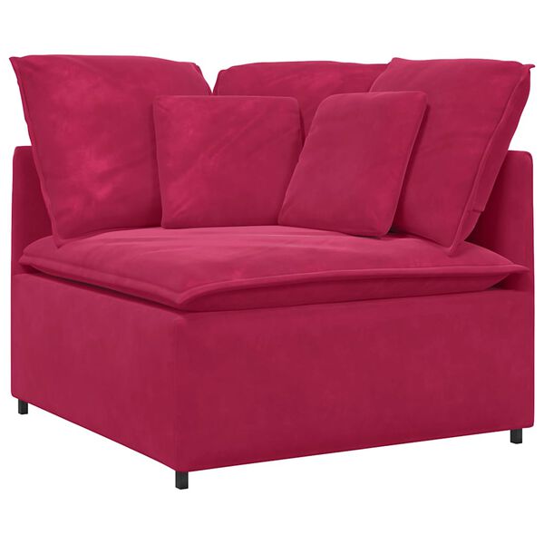 vidaXL Modułowy Narożnik Sofa z Poduszkami Wino Czerwone 100 cm