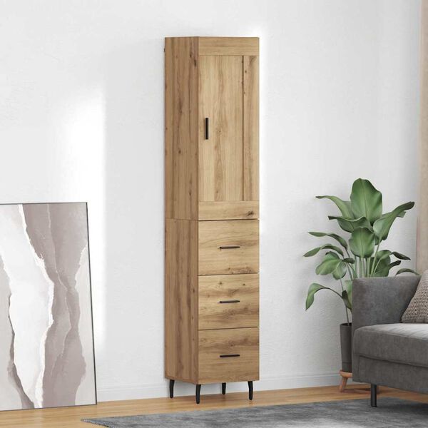 vidaXL Highboard z szufladą Dąb rzemieślniczy 34,5 x 34 x 180 cm