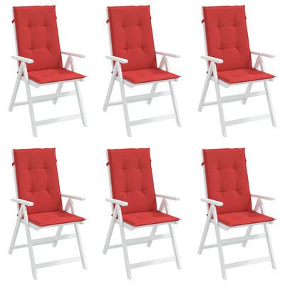 vidaXL Poduszki na krzesła ogrodowe, 6 szt., czerwone, 120x50x3 cm
