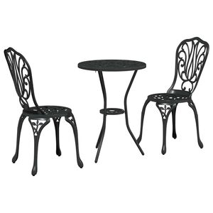 vidaXL Zestaw Bistro Ogrodowego 3 szt. Czarny Aluminium