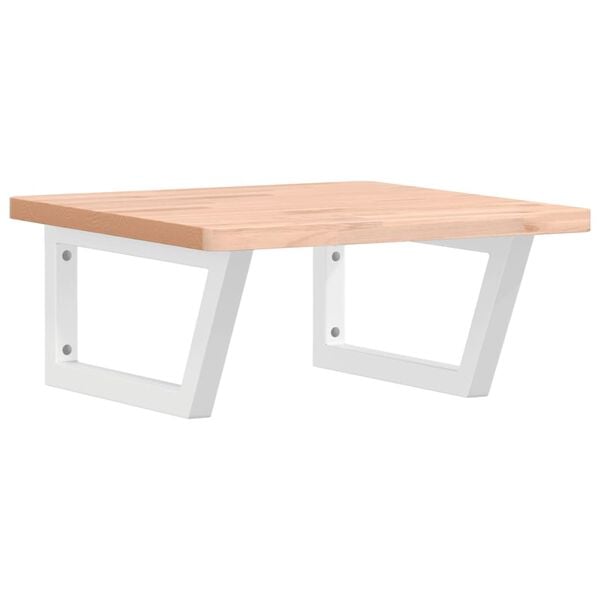 vidaXL P&oacute;łka ścienna pod umywalkę, stal i lite drewno bukowe