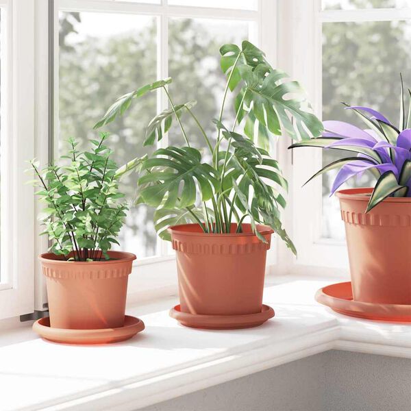 vidaXL Okrągła doniczka na kwiaty 24 pcs Czerwony ceglasty