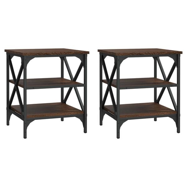 vidaXL Stoliki boczne, 2 szt., brązowy dąb, 40x42x50 cm