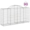 vidaXL Kosze gabionowe, 3 szt, 200x50x100/120 cm, galwanizowane żelazo