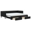 vidaXL Sofa rozsuwana z szufladami, czarna, 90x190 cm, tkanina