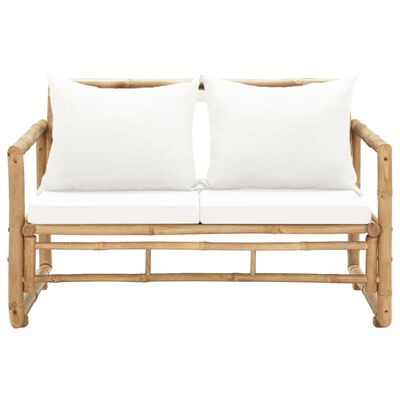 vidaXL 2-osobowa sofa ogrodowa z poduszkami, bambus