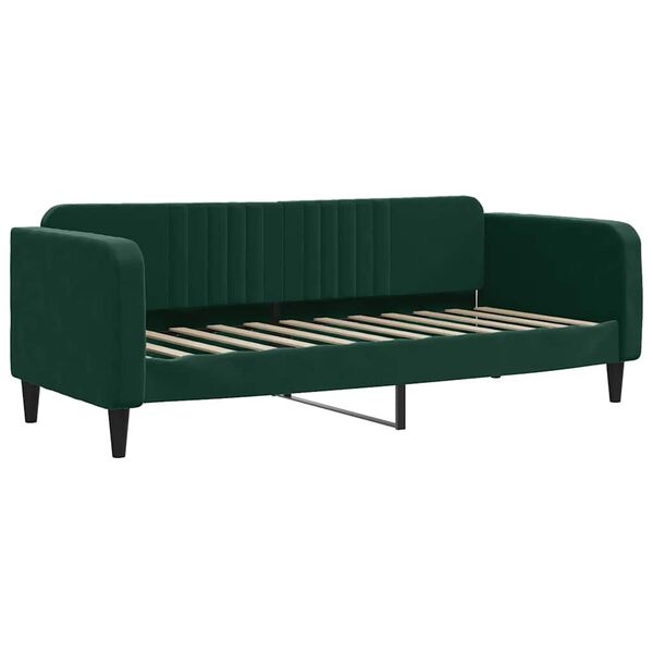 vidaXL Sofa rozsuwana z materacami, ciemnozielona, 80x200 cm, aksamit