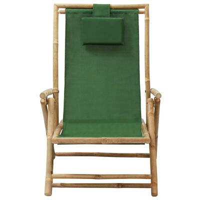 vidaXL Fotel rozkładany, zielony, bambus i tkanina