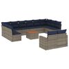 vidaXL 13-cz. zestaw mebli ogrodowych z poduszkami, szary, polirattan