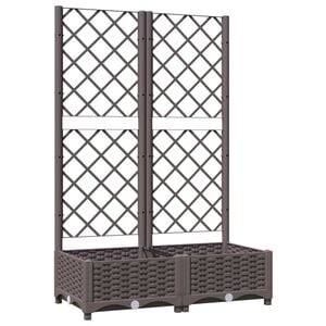 vidaXL Donica ogrodowa z kratką, brązowa, 80x40x121,5 cm, PP
