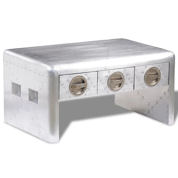 vidaXL Stolik kawowy Aviator w lotniczym stylu vintage, z 3 szufladami