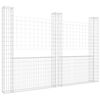 vidaXL Ogrodzenie gabionowe z 3 słupkami, żelazo, 260x20x200 cm