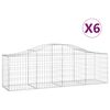 vidaXL Kosze gabionowe, 6 szt, 200x50x60/80 cm, galwanizowane żelazo