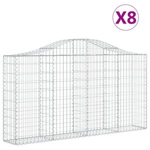 vidaXL Kosze gabionowe, 8 szt, 200x30x100/120 cm, galwanizowane żelazo