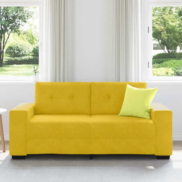 vidaXL Sofa dwuosobowa, ż&oacute;łta, 180x77x82 cm, aksamit