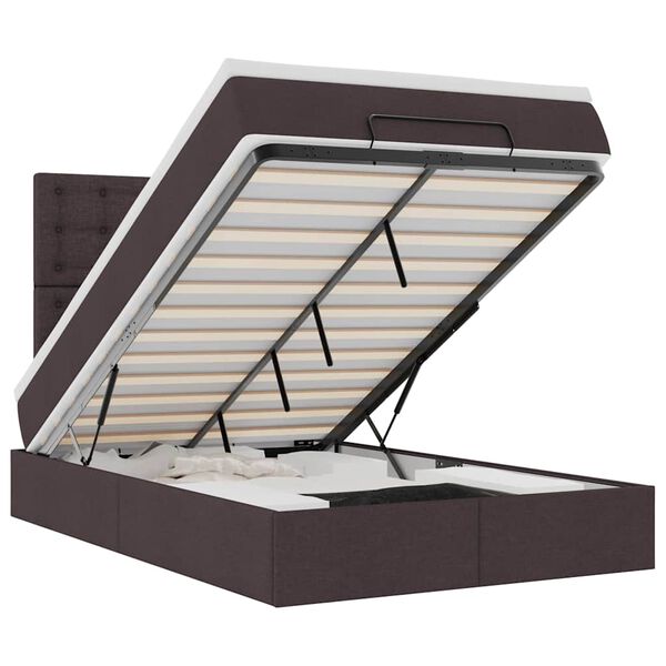 vidaXL Rama ł&oacute;żka otomana z materacem, brązowa, 120x190 cm, tkanina