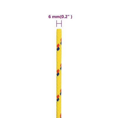vidaXL Linka żeglarska, żółta, 6 mm, 25 m, polipropylen