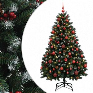 vidaXL Sztuczna choinka zielona z bombkami 150 cm 150 LED Ciepła biel