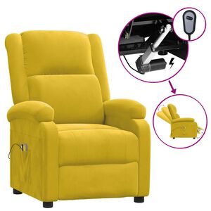 vidaXL Elektryczny fotel masujący, ż&oacute;łty, aksamitem