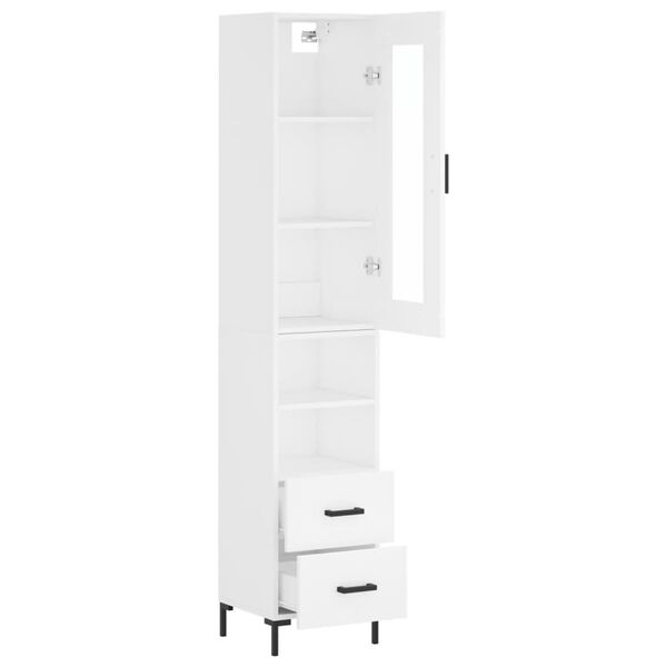 vidaXL Wysoka szafka, biała, 34,5x34x180 cm, materiał drewnopochodny