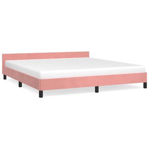 vidaXL Rama ł&oacute;żka z zagł&oacute;wkiem bez materaca r&oacute;żowa 160x200cm aksamitna