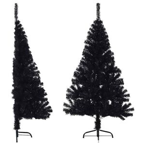vidaXL Sztuczna choinka poł&oacute;wka ze stojakiem, czarna, 150 cm, PVC