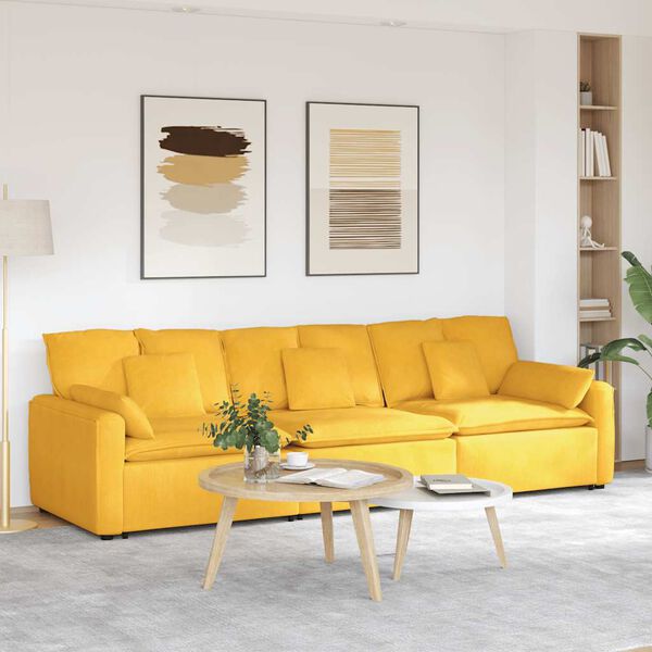 vidaXL Sofa modułowa z poduszkami, jasnoż&oacute;łta