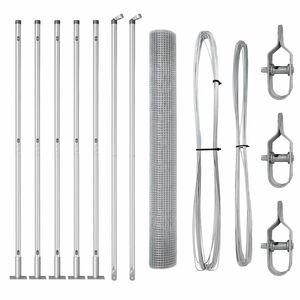 vidaXL Słupek ogrodzeniowy. Srebrny 10 x 1 m (siatka 25 x 25 mm) Stal