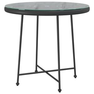 vidaXL St&oacute;ł jadalniany, czarny, &Oslash;80 cm, szkło hartowane i stal