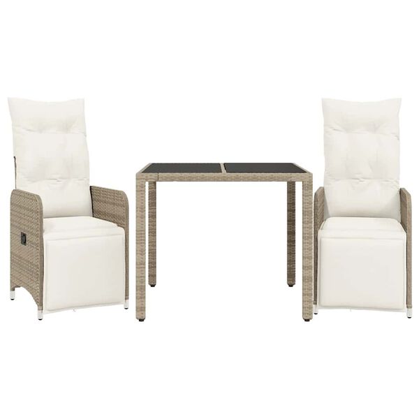 vidaXL 3-cz. zestaw ogrodowych mebli bistro, brązowy, polirattan