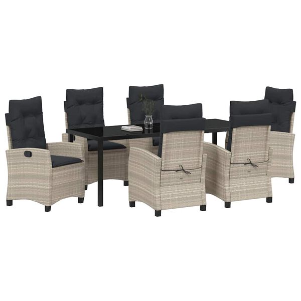 vidaXL Zestaw do jadalni w ogrodzie 7 pcs Jasnoszary polirattan